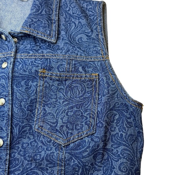 Vintage 90's GUESS Jeans Denim Dress Womens 7 Cottagecore Western Pearl Snap Y2K - Picture 6 of 15